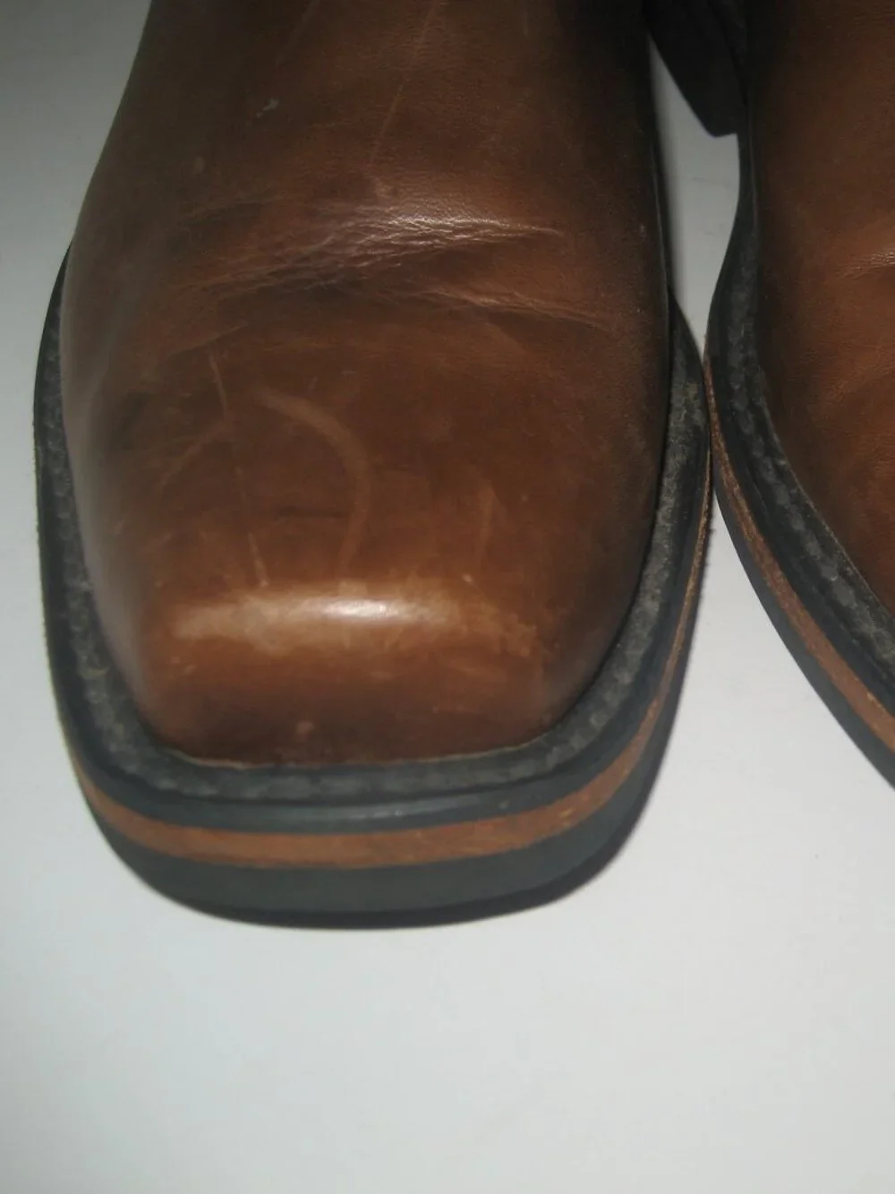 MEN'S CACTUS HARNESS SQUARE TOE BROWN LEATHER WORK BOOTS sz US 9.5